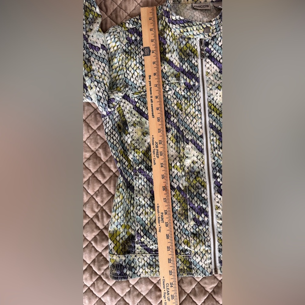 Chico’s Python Snakeskin Print Zip Moto Jacket An… - image 7
